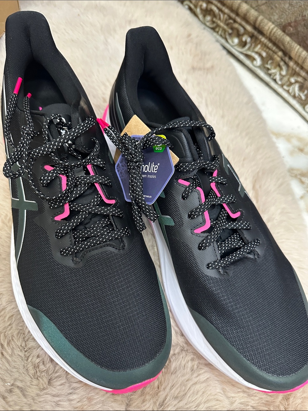 Asics Black Running Sneakers with Pink Accents